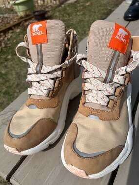 SOREL Women's Kinetic RNEGD Conquest Waterproof Sneaker Boot in Tawny Buff